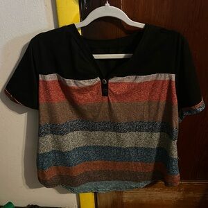 NWOT black striped T-shirt